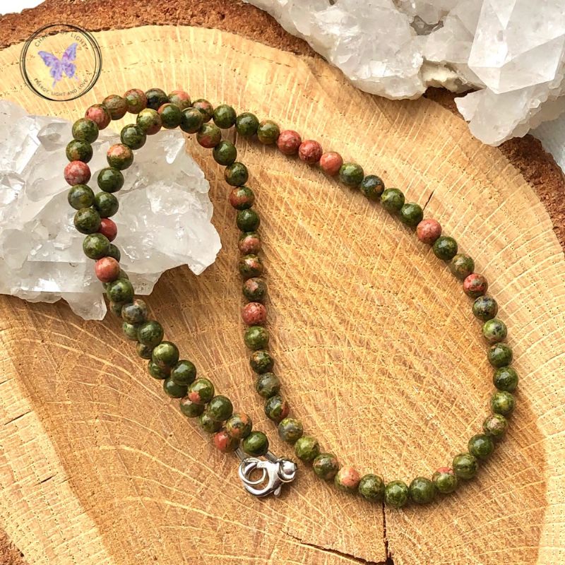 Unakite Small Bead Choker Necklace